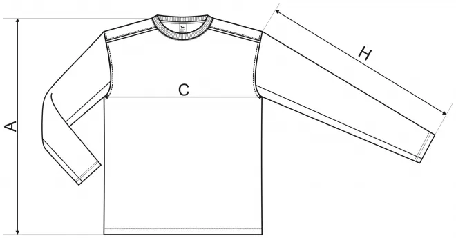 Camiseta de manga larga - tabla de dimensiones