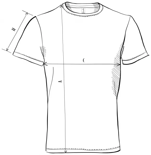 Camiseta deportiva unisex - tabla de dimensiones