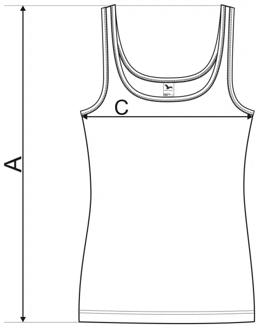 Camiseta sin mangas de camuflaje para mujer - tabla de dimensiones