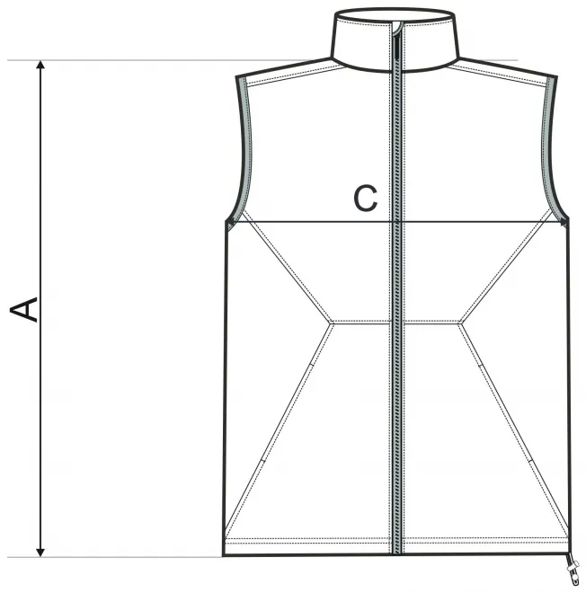Chaleco de los hombres - tabla de dimensiones