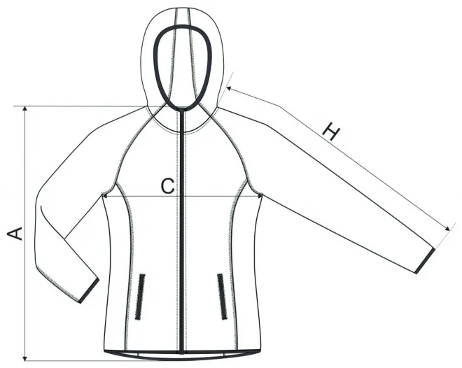 Sudadera deportiva mujer - tabla de dimensiones