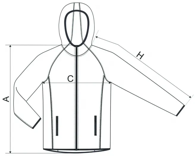 Sudadera deportiva para hombre - tabla de dimensiones