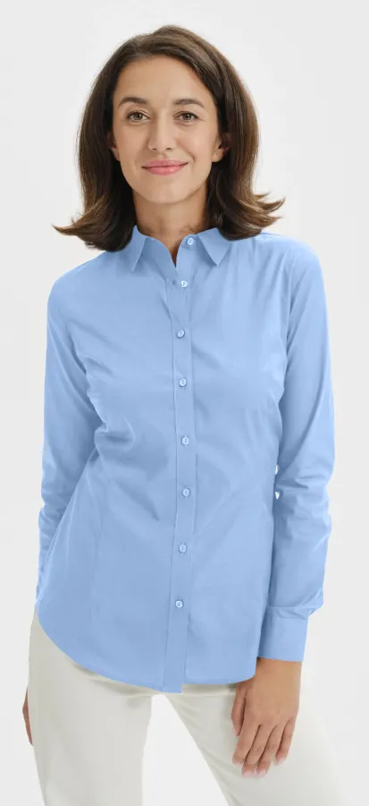 Blusa de algodón para mujer con mangas largas., cielo azul Blusa de algodón para mujer con mangas largas., cielo azul