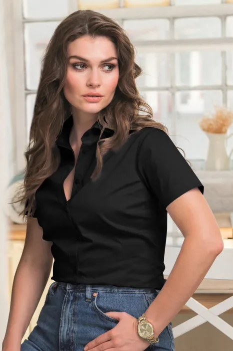 Blusa de mujer Slim fit, negro