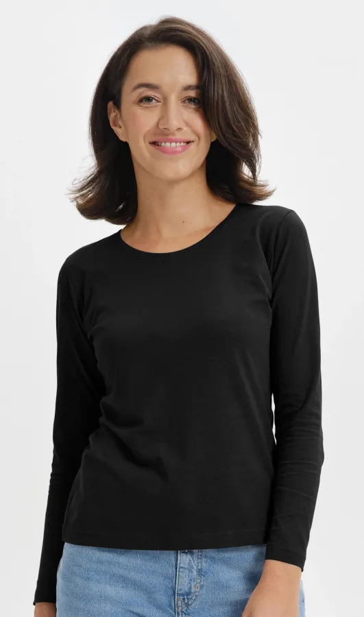 Camiseta de mujer de manga larga., negro Camiseta de mujer de manga larga., negro