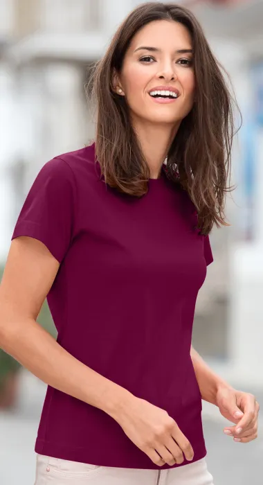 Camiseta simple para mujer, fucsia
