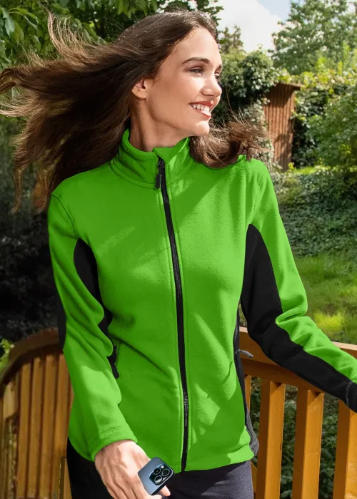 Chaqueta de mujer polar en contraste, manzana verde