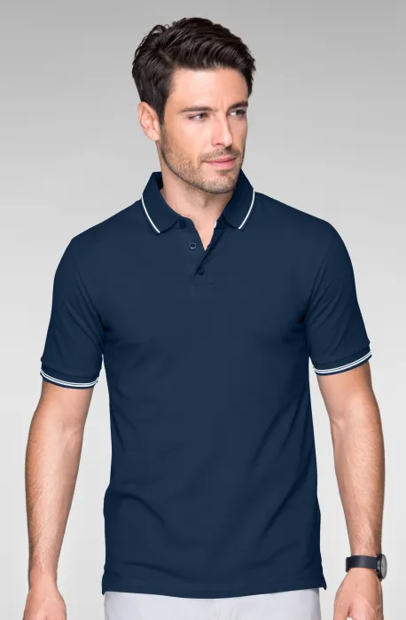 Polo de hombre en contraste, azul oscuro Polo de hombre en contraste, azul oscuro
