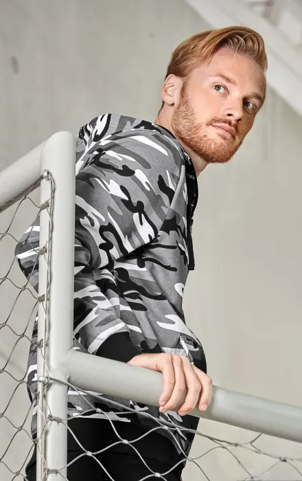 Sudadera de camuflaje para hombre, camuflaje gris