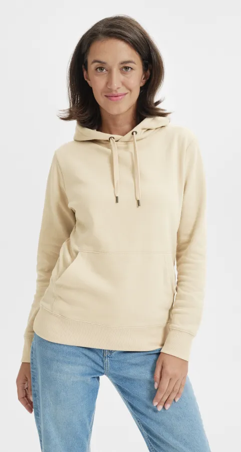 Sudadera de mujer con capucha sin cremallera, almendra Sudadera de mujer con capucha sin cremallera, almendra