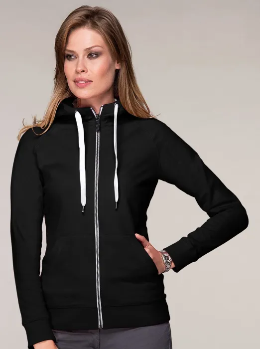 Sudadera de mujer en contraste con capucha, negro
