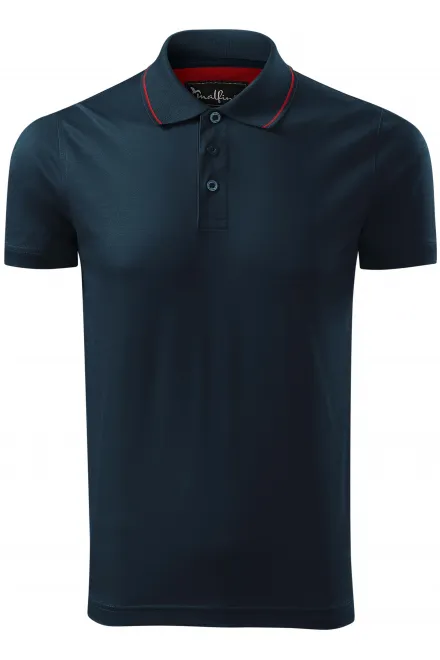 Elegante polo de hombre mercerizado - azul oscuro, L