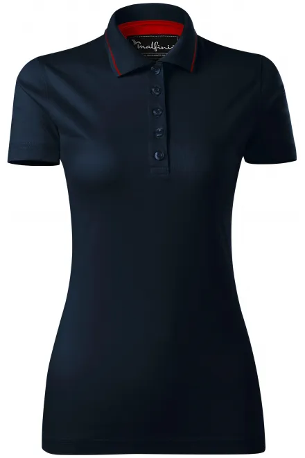 Elegante polo de mujer mercerizado - azul oscuro, M