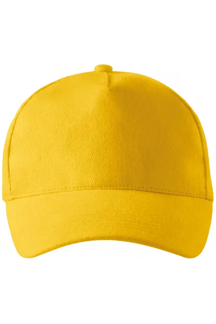 Gorra de algodón de 5 paneles - amarillo, ajustable