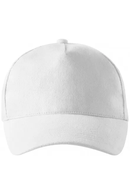 Gorra de algodón de 5 paneles - blanco, ajustable