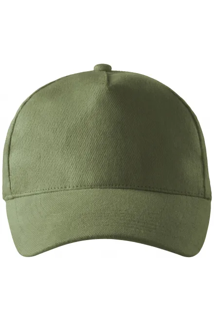 Gorra de algodón de 5 paneles - caqui, ajustable