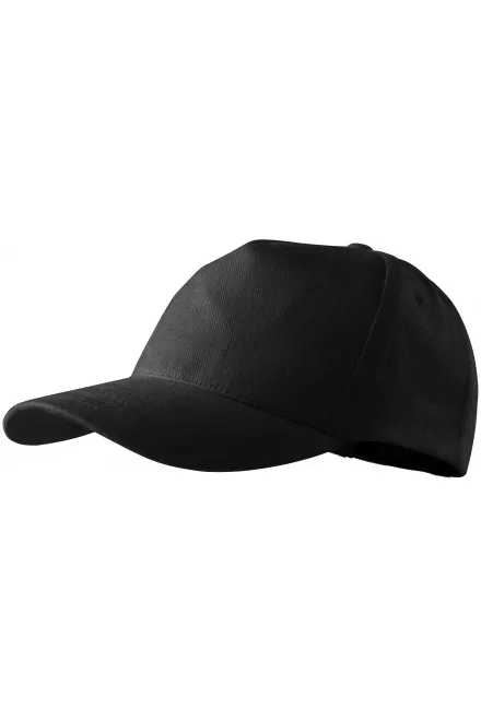 Gorra de algodón de 5 paneles, negro
