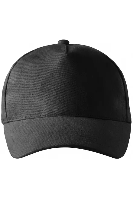 Gorra de algodón de 5 paneles - negro, ajustable