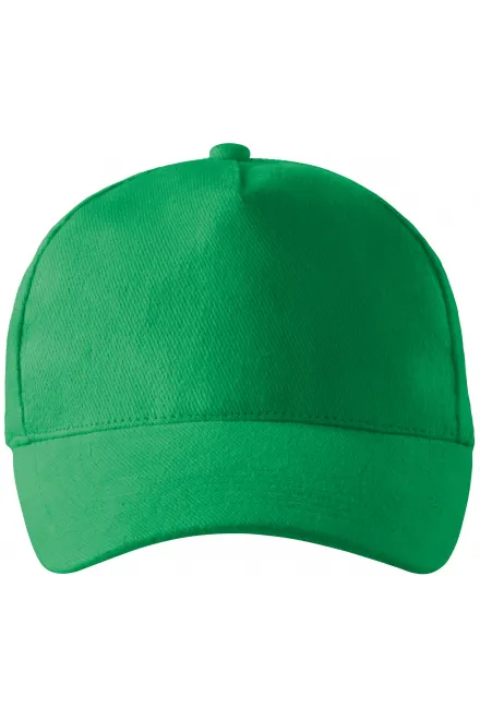 Gorra de algodón de 5 paneles - pasto verde, ajustable