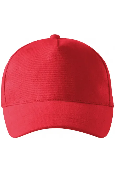 Gorra de algodón de 5 paneles - rojo, ajustable