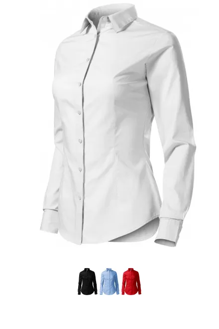 Blusa de algodón para mujer con mangas largas., blanco