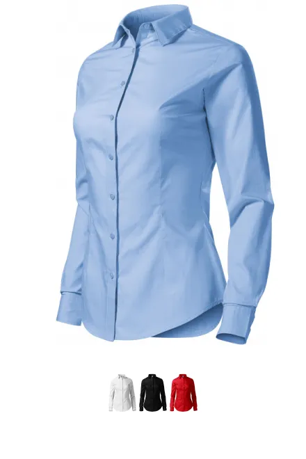 Blusa de algodón para mujer con mangas largas., cielo azul