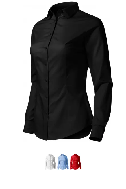 Blusa de algodón para mujer con mangas largas., negro
