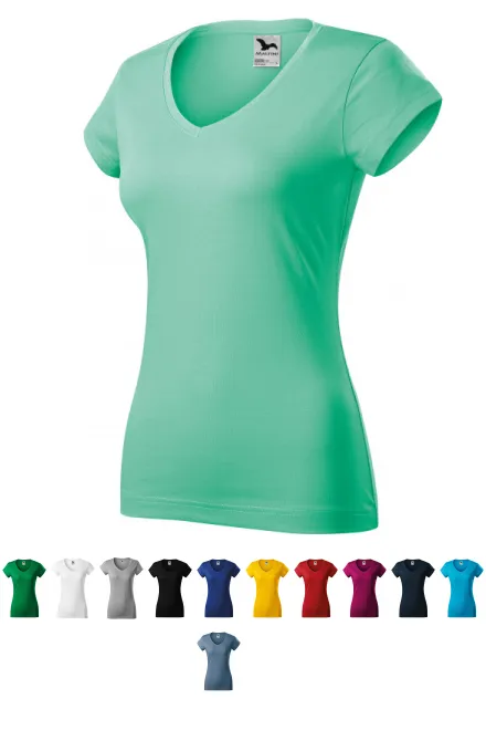 Camiseta ajustada para mujer con escote en V, menta