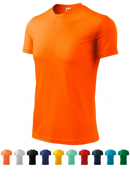 Camiseta con escote asimétrico, naranja neón