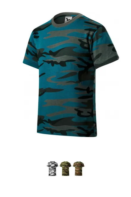 Camiseta de camuflaje para niños, camuflaje azul