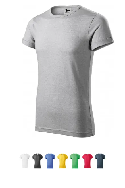 Camiseta de hombre con mangas enrolladas, mármol plateado