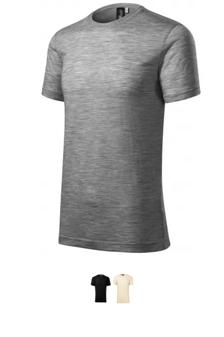 Camiseta de hombre de lana merino, mármol gris oscuro