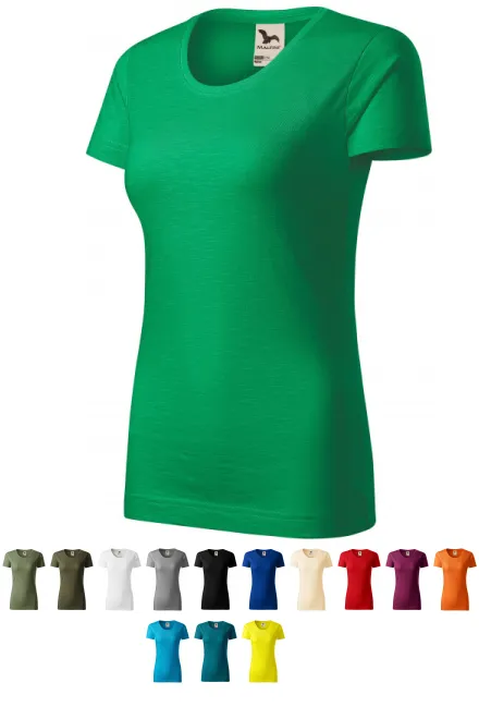 Camiseta de mujer, algodón orgánico texturizado, pasto verde