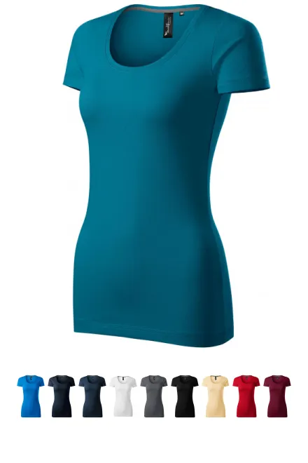 Camiseta de mujer con costuras decorativas, petrol blue