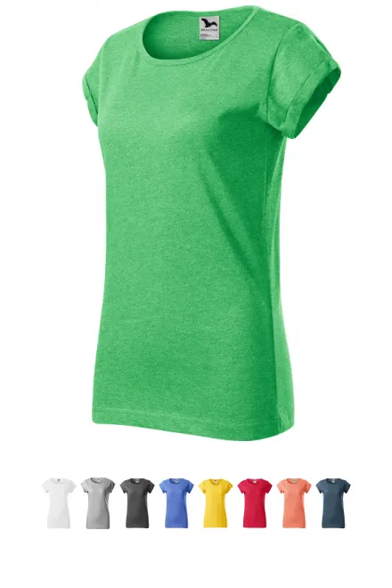 Camiseta de mujer con mangas enrolladas, mármol verde