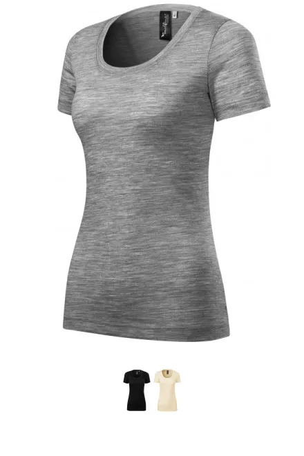 Camiseta de mujer de lana merino, mármol gris oscuro