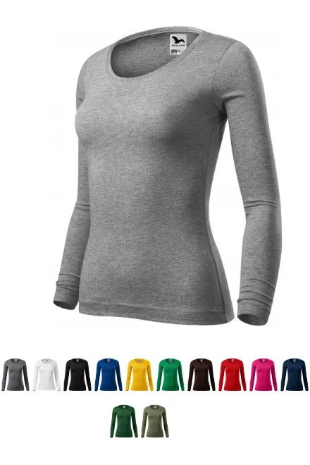 Camiseta de mujer de manga larga., mármol gris oscuro