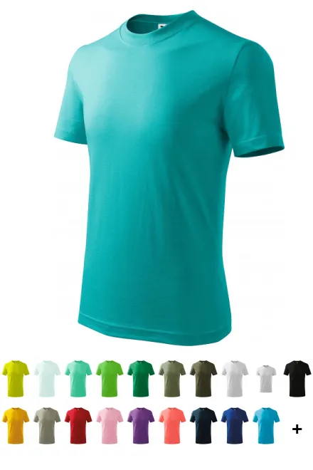 Camiseta sencilla para niños, verde esmeralda