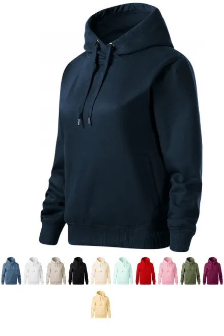 Cómoda sudadera de mujer con capucha., azul oscuro