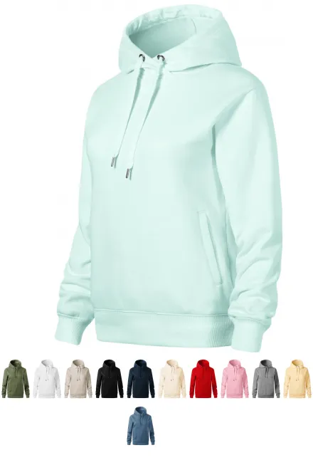 Cómoda sudadera de mujer con capucha., verde hielo