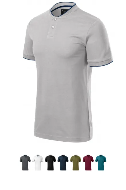 Polo de hombre con cuello bomber, gris-plata