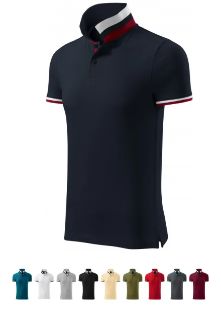 Polo de hombre con cuello subido, azul oscuro