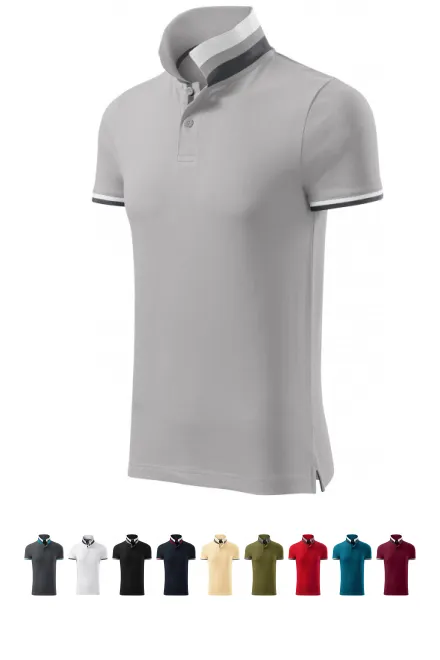 Polo de hombre con cuello subido, gris-plata