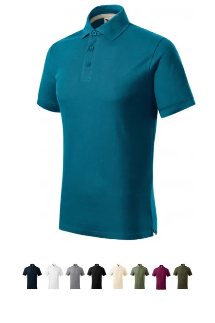 Polo de hombre de algodón orgánico, petrol blue