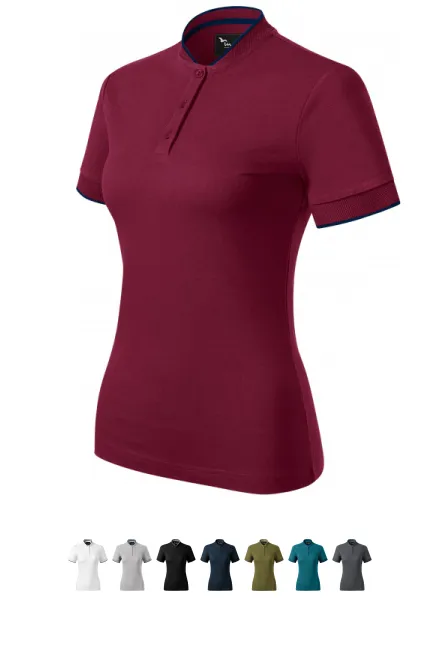 Polo de mujer con cuello bomber, garnet