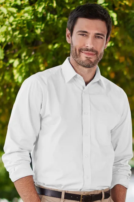 Camisa de hombre con mangas largas, blanco