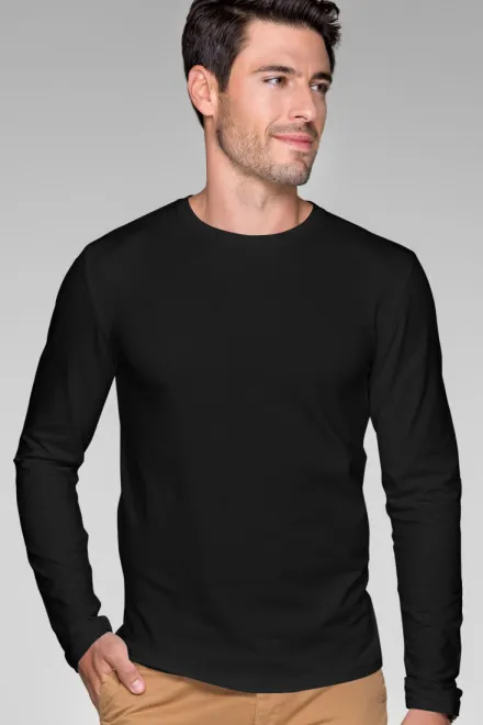 Camiseta de hombre ajustada con mangas largas., negro