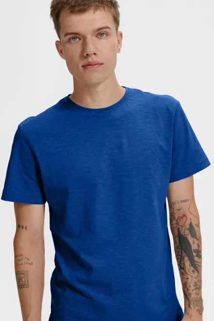 Camiseta de hombre, algodón orgánico texturizado, azul real