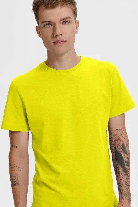 Camiseta de hombre, algodón orgánico texturizado, limón amarillo