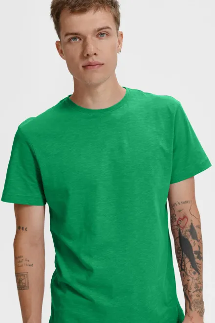 Camiseta de hombre, algodón orgánico texturizado, pasto verde